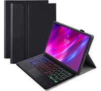 KYVELO Keyboard Case with Touchpad and Mouse for Lenovo Tab One/Tab K9 (TB305FU) 8.7" 2025 Tablet, Removable 7-Color Backlit Keyboard, TPU Leather Folding Stand Protective Cover,Black