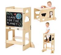 KYWAI® Premium Toddler Tower Foldable - Toddler Kitchen Stool Montessori 3 in 1 Premium: Foldable Learning Kids Tower Convertible into Desk with Chalkboard, Sustainable Company with Reforestation