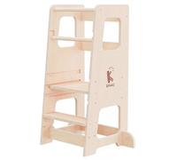 KYWAI® Toddler Kitchen Stool, Kitchen Tower Toddler, Kids Step Stool, Montessori Design, Adjustable to 3 Heights with Double Safety Rail - From a Tree-Planting Brand Supporting Reforestation (Natural)
