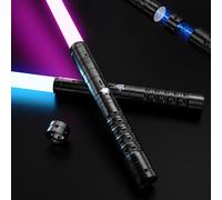 KYWLCO Lightsaber 2 Pack,RGB 15 Colors Metal Handle FX Light sabers,3 Sound Modes,Rechargeable Dueling Light saber for Children and Adults Cosplay Party (2 Pack Black)