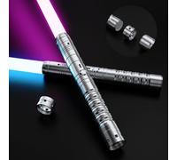 KYWLCO Lightsaber 2 Pack,RGB 15 Colors Metal Handle FX Light sabers,3 Sound Modes,Rechargeable Dueling Light saber for Children and Adults Cosplay Party(2 Pack Silver)