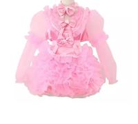 KYXSPINWARDPV French Maid Sissy Satin Lockable Fluffy Dress Cosplay Costume Halloween Party Customized,pink,7XL