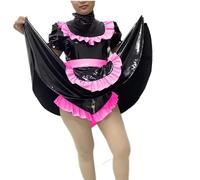 KYXSPINWARDPV Oversized Lockable Sissy Dress PVC Lolita Maid Costumes Anime Cosplay Cross Dressing Uniform Apron Tailor-Made Customization,Pink,5XL
