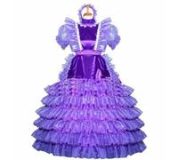 KYXSPINWARDPV Sissy Lockable Purple Satin Sheer Tulle Dress Maid Outfit Cosplay Festive Outfit Adult Tailored,Men Purple,S
