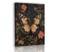 Kyxxshzg Canvas Wall Art, Vintage Animal Painting Wall Decor, Dark Butterfly Picture Decor for Living Bedroom Bathroom Office (Dark Butterfly, 12×16 Inches, Framed)