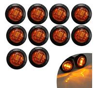 KYYET 10 Pcs 3/4 Inch Mount LED Rear Side Marker Indicator Lights for Trucks, Traile ,Cab Marker, RV Marker,Marine Led Utility Strip Light for Boats ,Taillight Brake Stop Lamp12V (Amber)