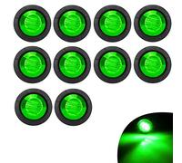 KYYET 10 Pcs 3/4 Inch Mount LED Rear Side Marker Indicator Lights for Trucks, Traile,Cab Marker, RV Marker,Marine Led Utility Strip Light for Boats,Taillight Brake Stop Lamp12V (Green)