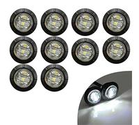 KYYET 10 Pcs 3/4 Inch Mount LED Rear Side Marker Indicator Lights for Trucks, Traile,Cab Marker, RV Marker,Marine Led Utility Strip Light for Boats,Taillight Brake Stop Lamp12V (White)