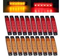 KYYET 20x 3.8 Amber/Red Clearance Lights Truck Trailer RV Lorry Van Side Marker Indicators Decorative, LED Rock Amber Trailer Marker Lights Parking Brake Turn Signal Lights