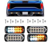 KYYET 4pcs Ultra Slim 12 LED Surface Mount Emergency Hazard Warning Flashing Strobe light Bar For Off-Road Vehicles ATV Trucks Trailer Lorry Van (Amber&White)
