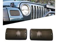 KYYET Compatible with 1997-2006 Jeep Wrangler TJ Driver and Passenger Side Turn Signal Side Marker Light Lens Housing Replace for 55157033AA 55157032AA ;(Smoke Lens)