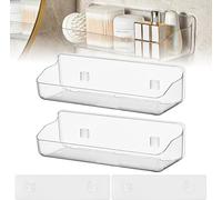 KYYGKY 2 Pack Shower Caddy Clear Plastic Shower Shelves Shelf No Drilling Adhesive Showers Storage Rack Bathroom Shelf Organiser Wall Mounted Shampoo Holder Baskets for Bathroom Kitchen
