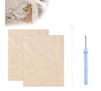 KYYGKY 2 PCS 26.4x19.6 Inch Cotton Needlework Fabric Natural Linen Needlework Fabric Monks Cloth for Punch Needle, Cross Stitch Fabrics with Punch Needles, Threader for Embroidery Garment Craft