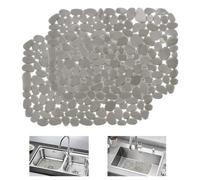 KYYGKY 2 PCS Grey Kitchen Sink Mat PVC Sink Protector Mat Non-Slip Sinks Drainer Mats Cuttable Fast Draining Mats, Cut to Size Draining Board Pad for Stainless Steel Ceramic Porcelain Sinks, 40x30cm