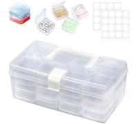KYYGKY 32 PCS Clear Bead Organizer Box Bead Organiser Storage Box Small Plastic Bead Storage Containers Case Mini Rectangle Storage Boxes with Hinged Lids for Rhinestones Crafts Jewelry, Transparent