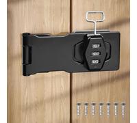 KYYGKY 4 Inch Password Hasp Locks Rotary Door Lock Hasp Cabinet Door Combination Lock Barn Door Lock Latch Safety Packlock Clasp Hasp with Screws for Cabinets, Barn Door, Outdoor, Garden - Black