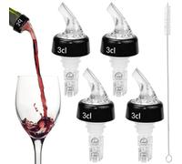 KYYGKY 4 PCS Automatic Measured Bottle Pourer Quick Shot Spirit Measure Pourer Liquor Pourers Bottle Dispenser Home Bar Tools with Cleaning Brush for Drinks Wine Cocktail Alcohol Shots, Clear, 3 cl