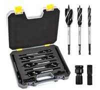 KYYGKY 8 PCS Wood Drill Bit Set Twist Auger Drill Bit for Wood, High Carbon Steel Fast Cut Woodworking Drill Bit Set,10mm/12mm/14mm/16mm/18mm/20mm/22mm/25mm with 1/2 Adapter, Thread Adapter, Case