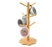 KYYGKY Bamboo Cup Holder Tree 6 Cups Mug Tree Storage Rack Wood Cup Holder Storage Organizer Kitchen Mug Stand Hanger with Thickened Base for Coffee Mugs Tea Cups Trees