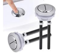 KYYGKY Toilet Push Button, 2 PCS 48mm Dual Flush Water Tank Push Buttons Chrome Dual Flush Cistern Valve Round Head Toilet Flushs Buttons Replacement for Bathroom Toilets Water Tank Repair, Silver