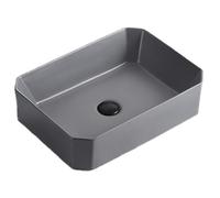 KYYRNY Ceramic Bathroom Sinks, Countertop Wash Basin, Artistic Vessel Sink, Easy to Clean, Suitable for Cloakroom, Bathroom, and Toilet (Grey, 500x370x125MM)
