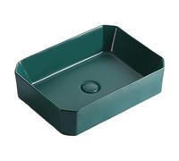 KYYRNY Ceramic Bathroom Sinks, Countertop Wash Basin, Artistic Vessel Sink, Easy to Clean, Suitable for Cloakroom, Bathroom, and Toilet (Green, 500x370x125MM)