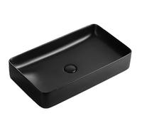KYYRNY Ceramic Bathroom Sinks, Countertop Wash Basin, Artistic Vessel Sink, Easy to Clean, Suitable for Cloakroom, Bathroom, and Toilet (Black, 600x340x120MM)