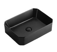 KYYRNY Ceramic Bathroom Sinks, Countertop Wash Basin, Artistic Vessel Sink, Easy to Clean, Suitable for Cloakroom, Bathroom, and Toilet (Black, 500x370x125MM)