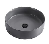 KYYRNY Ceramic Bathroom Sinks, Countertop Wash Basin, Artistic Vessel Sink, Easy to Clean, Suitable for Cloakroom, Bathroom, and Toilet (Grey, 400x400x130MM)