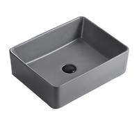 KYYRNY Ceramic Bathroom Sinks, Countertop Wash Basin, Artistic Vessel Sink, Easy to Clean, Suitable for Cloakroom, Bathroom, and Toilet (Grey, 475x370x140MM)