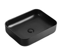 KYYRNY Ceramic Bathroom Sinks, Countertop Wash Basin, Artistic Vessel Sink, Easy to Clean, Suitable for Cloakroom, Bathroom, and Toilet (Black, 495x390x140MM)