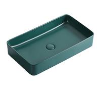 KYYRNY Ceramic Bathroom Sinks, Countertop Wash Basin, Artistic Vessel Sink, Easy to Clean, Suitable for Cloakroom, Bathroom, and Toilet (Green, 600x340x120MM)