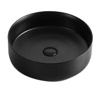 KYYRNY Ceramic Bathroom Sinks, Countertop Wash Basin, Artistic Vessel Sink, Easy to Clean, Suitable for Cloakroom, Bathroom, and Toilet (Black, 400x400x130MM)