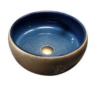 KYYRNY Countertop Sinks for Bathroom and Cloakroom, Strong and Durable, No Yellowing, Ceramic Sink, Round, Without Overflow and Tap, Wash Basin, 40X40X15CM (13)