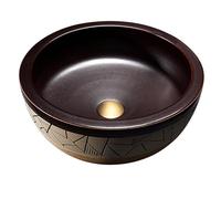 KYYRNY Countertop Sinks for Bathroom and Cloakroom, Strong and Durable, No Yellowing, Ceramic Sink, Round, Without Overflow and Tap, Wash Basin, 40X40X15CM (04)