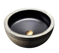 KYYRNY Countertop Sinks for Bathroom and Cloakroom, Strong and Durable, No Yellowing, Ceramic Sink, Round, Without Overflow and Tap, Wash Basin, 40X40X15CM (07)