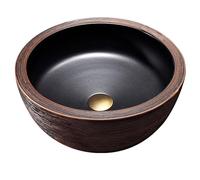 KYYRNY Countertop Sinks for Bathroom and Cloakroom, Strong and Durable, No Yellowing, Ceramic Sink, Round, Without Overflow and Tap, Wash Basin, 40X40X15CM (08)