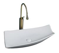 KYYRNY Modern Bathroom Sinks, Artistic Design, Ceramic Countertop Basin, White Vessel Sink, for Cloakroom Lavatory Vanity Cabinet 730x370x130MM