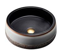 KYYRNY Oval Handmade Bathroom Wash Basin, Classic Design, Countertop Sink, Vintage Ceramic Washbasin for Modern and Traditional Bathrooms, No Overflow, 40X38X16CM (07)