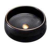 KYYRNY Oval Handmade Bathroom Wash Basin, Classic Design, Countertop Sink, Vintage Ceramic Washbasin for Modern and Traditional Bathrooms, No Overflow, 40X38X16CM (26)