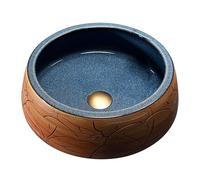 KYYRNY Oval Handmade Bathroom Wash Basin, Classic Design, Countertop Sink, Vintage Ceramic Washbasin for Modern and Traditional Bathrooms, No Overflow, 40X38X16CM (11)