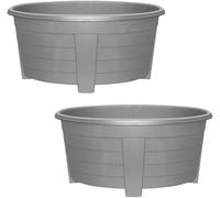 KYY'Z - 2x Large Oval Plant Dark Grey Pot 55cm - Lightweight Durable Plastic Planter with Drainage Holes - Indoor & Outdoor Use - Decorative Window Herb Flower Pots - Ideal for Home Balcony Garden