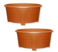 KYY'Z - 2x Large Oval Plant Terracotta Pot 55cm - Lightweight Durable Plastic Planter with Drainage Holes - Indoor & Outdoor Use - Decorative Window Herb Flower Pots - Ideal for Home Balcony Garden