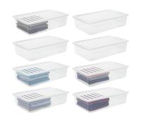 KYY'Z - 32L Under Bed Box with Lid - Clear Plastic Organiser Container - Stackable Storage Solution for Clothes Toys Bedding Multipurpose Bin for Home Office Bedroom Garage - 60 x 40 x 18cm (8)