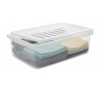 KYY'Z - 32L Under Bed Box with Lid - Clear Plastic Organiser Container - Stackable Storage Solution for Clothes Toys Bedding Multipurpose Bin for Home Office Bedroom Garage - 60 x 40 x 18cm (1)