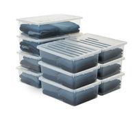 KYY'Z - 32L Under Bed Box with Lid - Clear Plastic Organiser Container - Stackable Storage Solution for Clothes Toys Bedding Multipurpose Bin for Home Office Bedroom Garage - 60 x 40 x 18cm (10)