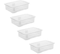 KYY'Z 4 x 32 Litre Under Bed Storage Boxes with Lids, Clear Plastic Storage Box with Lid, Multipurpose Plastic Box Ideal For Underbed Stackable Storage Boxes For Home & Office