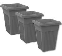 KYY'Z - 40cm Upright Square Planter - Tall Plastic Pillar Flower Pot (15.7 Inch) - Modern Indoor/Outdoor Garden Decor - Water Resistant Plant Pot for Patio, Front Door (3, Grey)