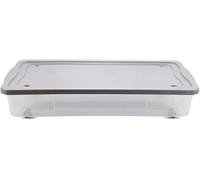 KYY'Z 47L Large Underbed Storage Boxes Clear Plastic Stackable Storage Containers with Lid & Wheels Durable Multipurpose Home & Office Organiser Portable Strong Boxes - 84cm x 38cm x 16cm (1)