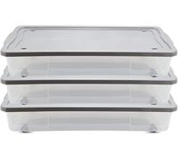 KYY'Z 47L Large Underbed Storage Boxes Clear Plastic Stackable Storage Containers with Lid & Wheels Durable Multipurpose Home & Office Organiser Portable Strong Boxes - 84cm x 38cm x 16cm (3)